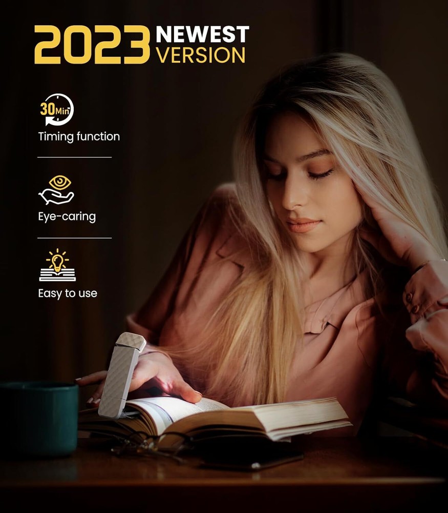 30min Timer Reading Light,USB Rechargeable Book Light for Reading at Night inBed