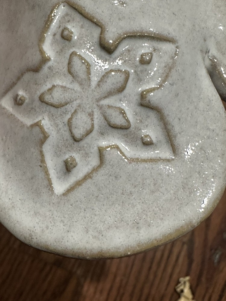 Ceramic Mitten Wall Pocket Hanging Christmas Decor Singed PC