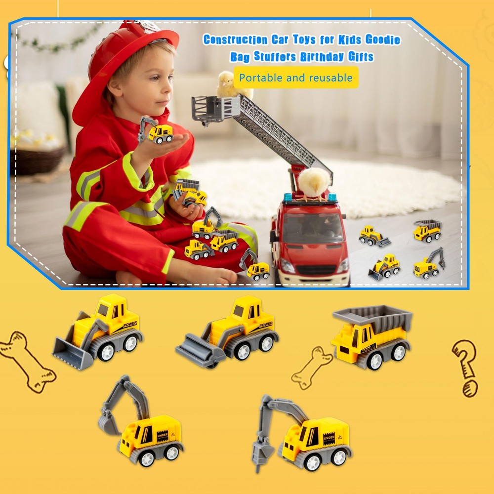 40 Pieces Mini Construction Vehicles Bulk Pull Back Trucks Engineering Vehicl...