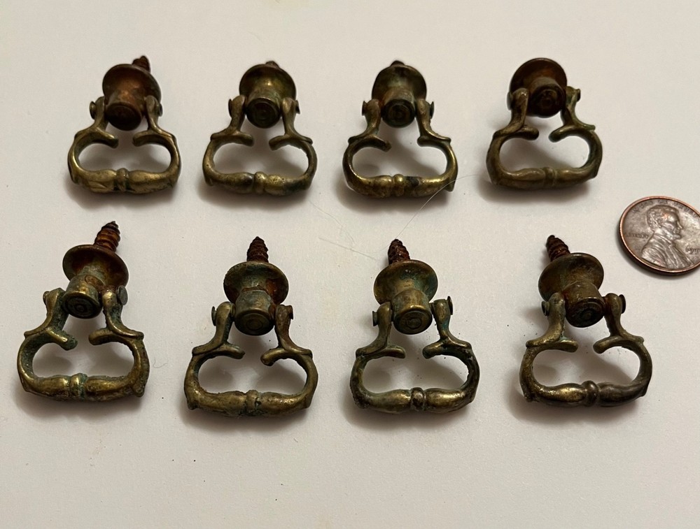 (8) - 18th Queen Ann, William & Mary, Chippend Pulls / Knobs - untouched surf