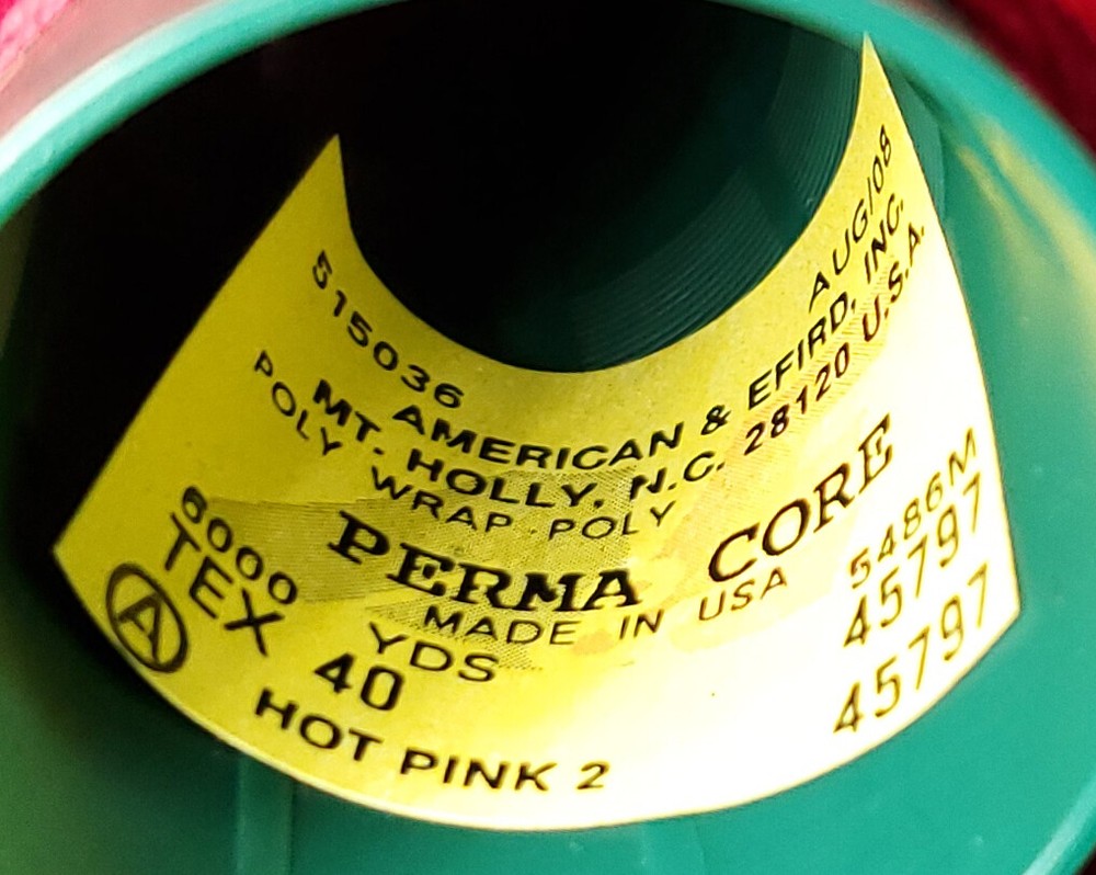 A&E Perma Core, Polyester Core Thread - 40 Weight, 6000 yards Hot Pink 2