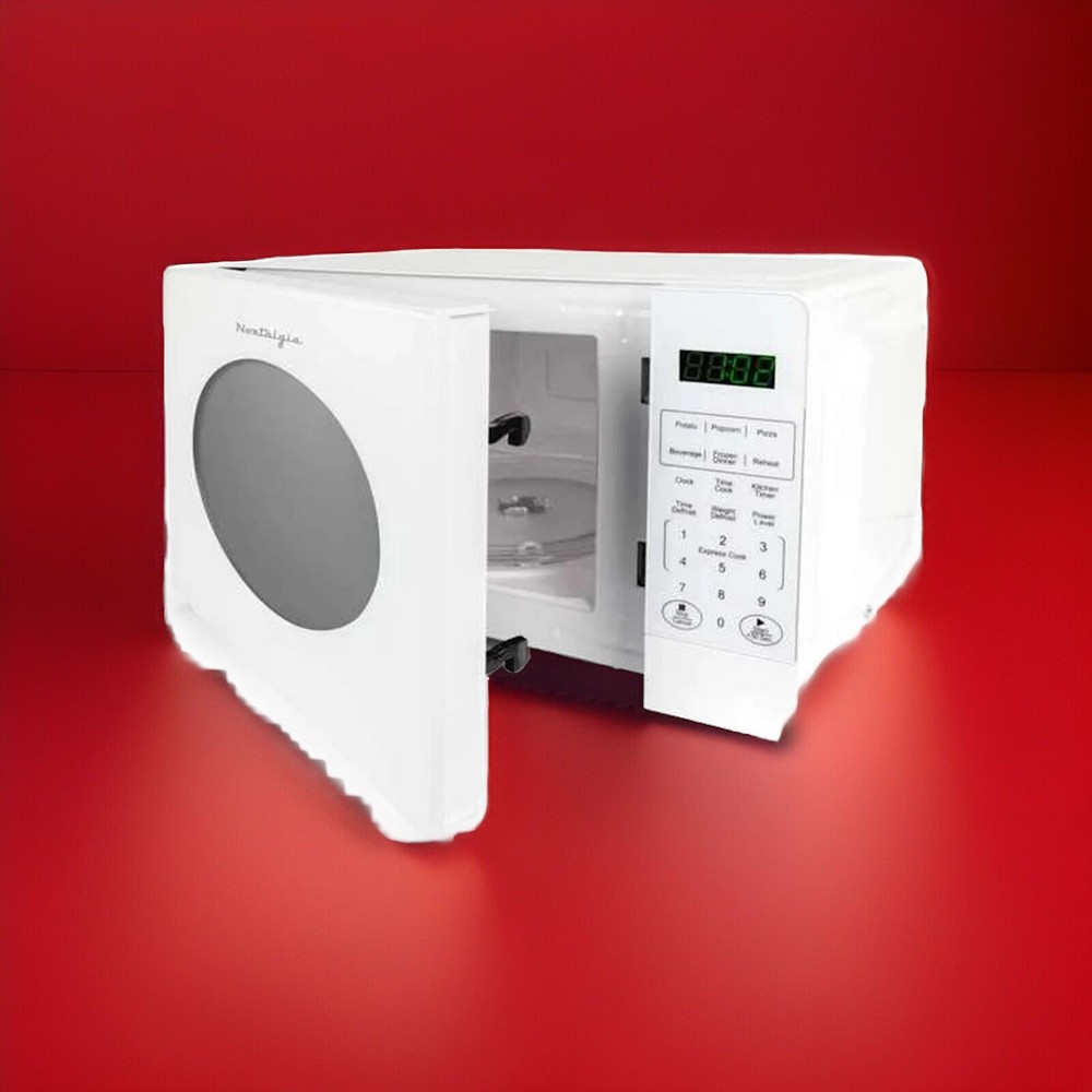 Nostalgia Retro 0.7 Cu Ft 700W Countertop Microwave Oven White LED Display