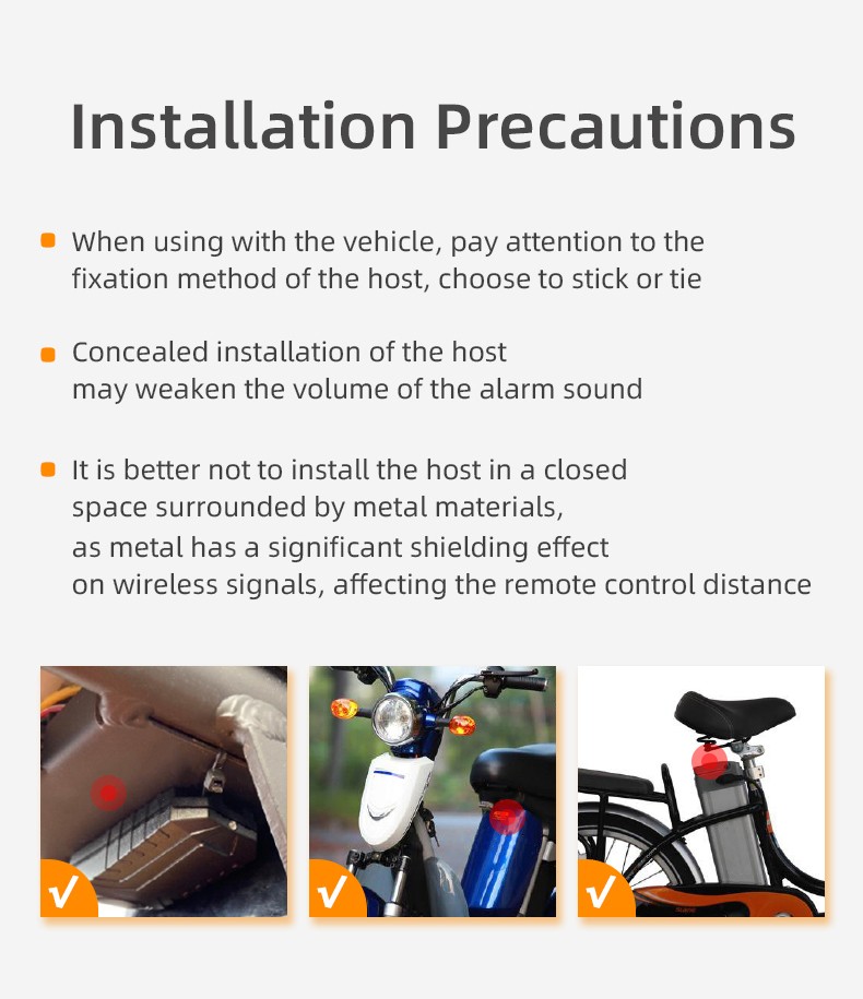 Bike Alarm, Remote Control, 113 dB, Loud, Adjustable Sensitivity, for Rolling