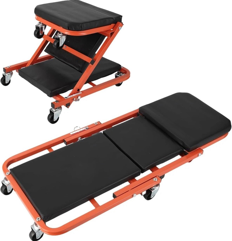 36" Rolling Foldable Automotive Creeper Rolling Portable Red Foldable Creeper