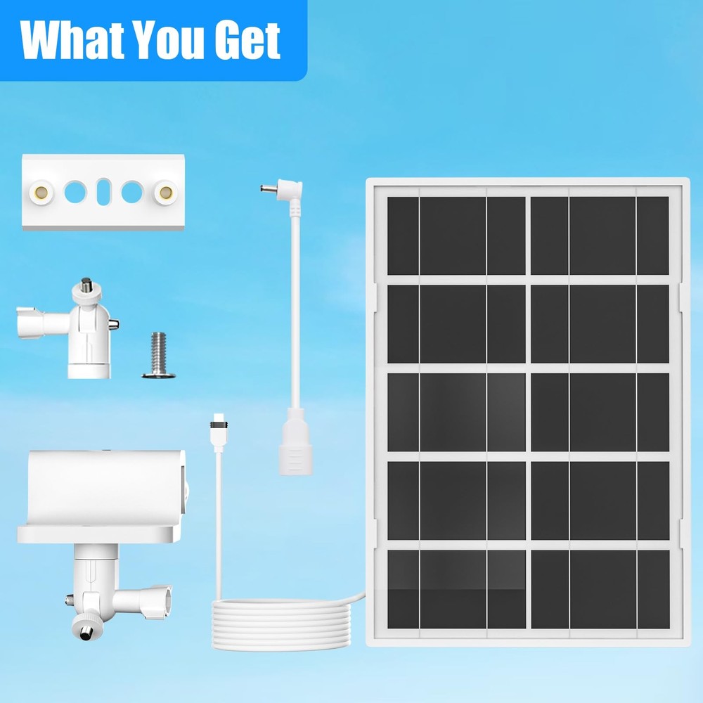 6W Solar Panel with Gutter Mount compatible with Ring Spotlight Cam White