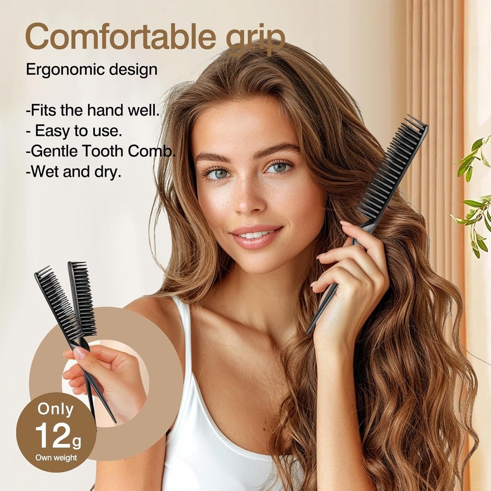 3-Row Rat Tail Styling Comb Set (4PCS) – Flexible for Detangling, Medium