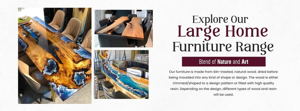 Handmade Live Edge Epoxy Dining Table, Custom Resin River Table