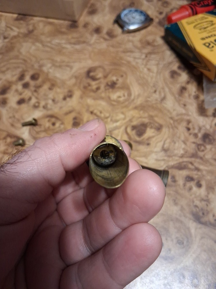 RARE SOLID BRASS BLACK POWDER FLASK SPOUT MUZZLELOADING ANTIQUE? EXTRA SCREWS