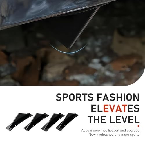 Car Lower Bumper Lip Diffuser, Anti-scratch Triangular-shape Bumper 4 PCS Black