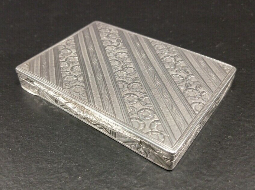Antique " Cigarette , case Box " 19th STERLING SILVER * An exceptional case *