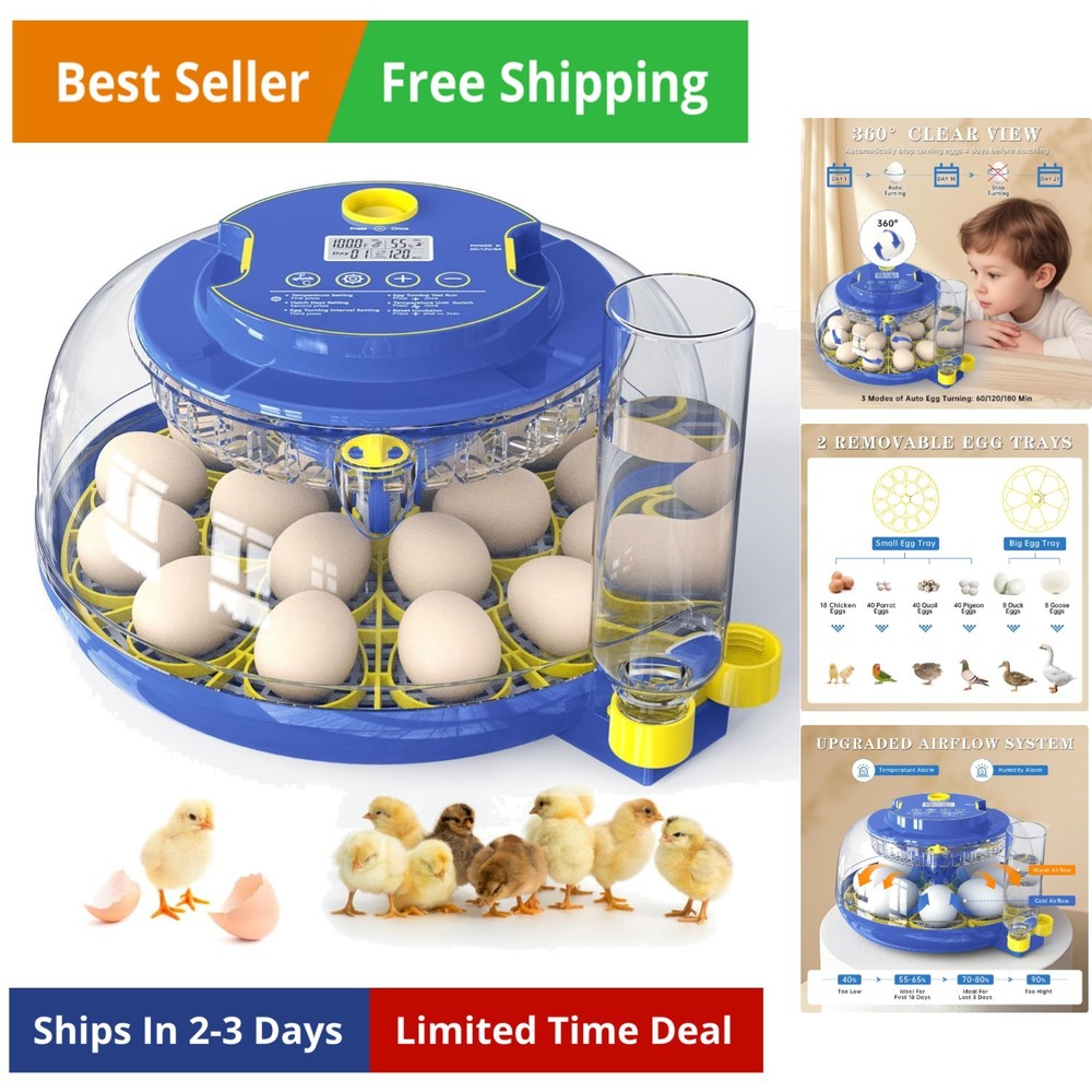 Incubators for Hatching Eggs, 18-Egg Incubator with Automatic Egg Turning and...