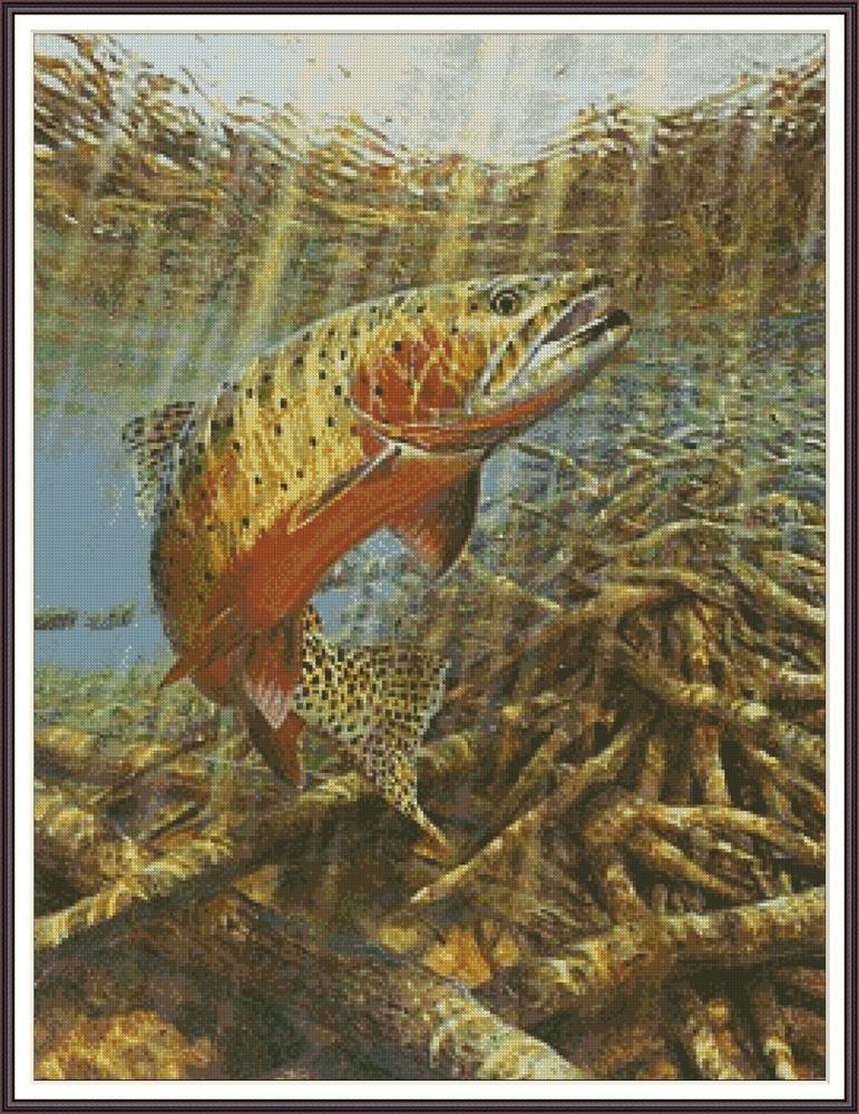 Fly Fishing 721 Chart Counted Cross Stitch Pattern Needlework