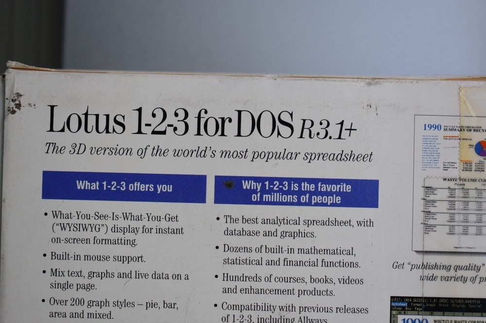 Lotus 123 for DOS Release 3.1+