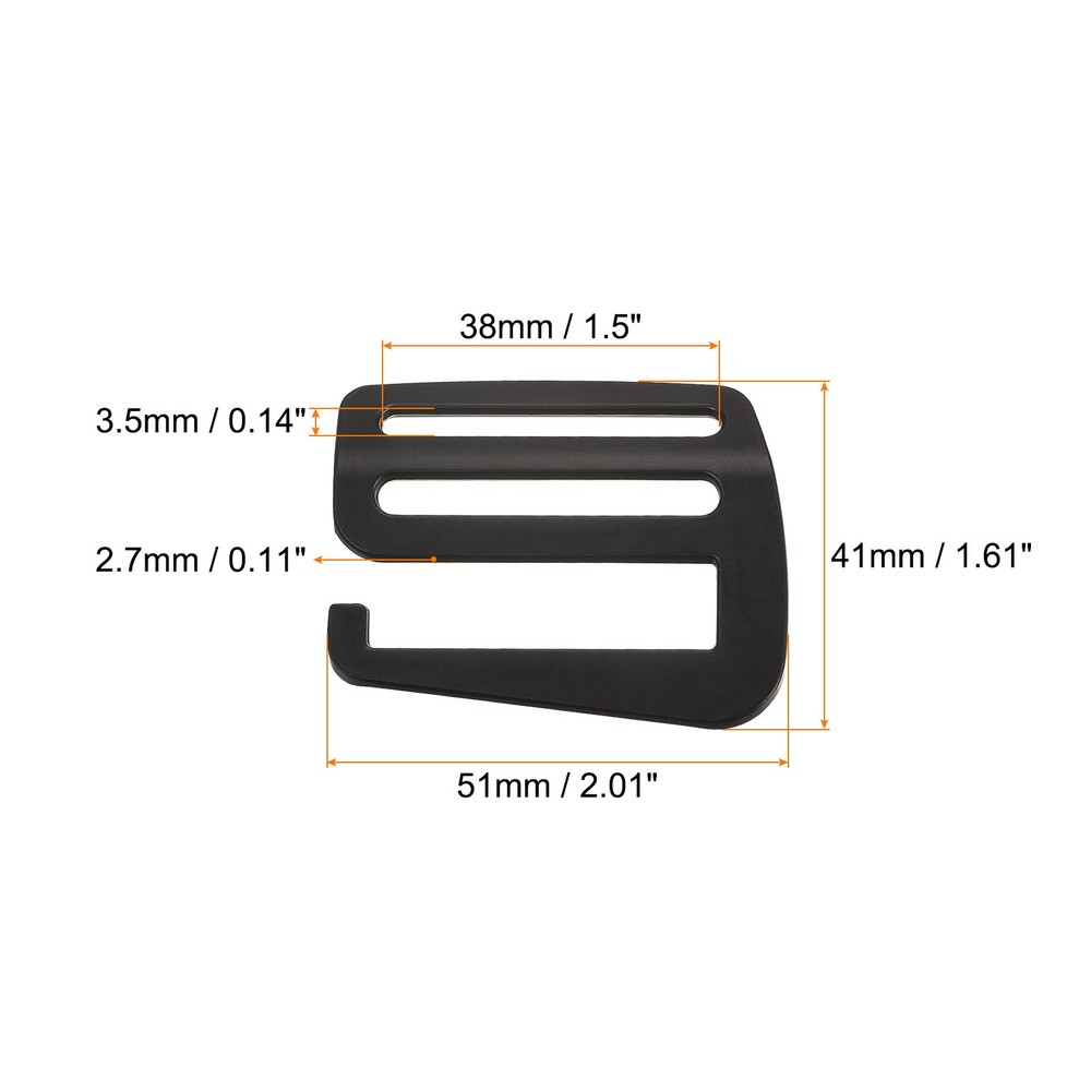 2Pack 1.5" Webbing Release G Hook Buckle Adjuster for Backpack Strap Matte Black