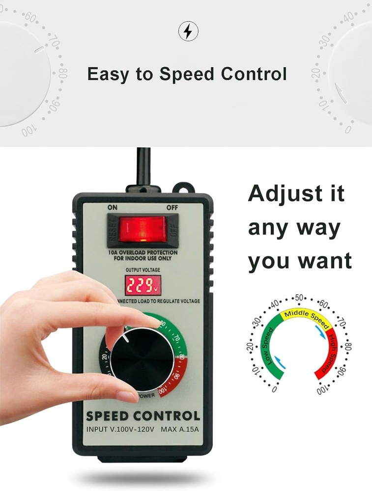 Motor Speed Controller 120V AC 15A Max 4000W Variable Speed Controller Electroni