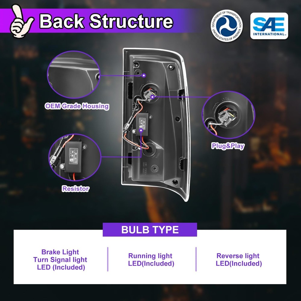 LED Sequential Tail Lights for Ram 1500 2500 3500 2009-2018 Halogen Models Smoke