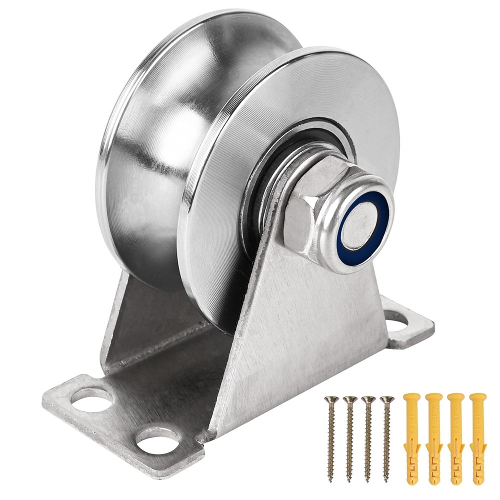 Groove Pulley Wheel for Rope Wall Mounted 1 Pack U Type - 1 Pack(with screws)