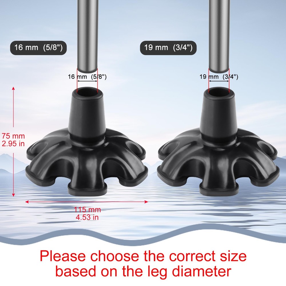 supregear Cane Tip 3/4" - Self Standing Heavy Duty Rubber Replacement for Wal...