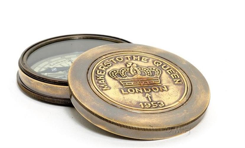 Antique-Style Brass Compass with Leather Case