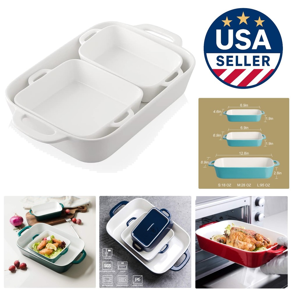 Elegant Ceramic Bakeware Set: Rectangular Non-Stick Dishes for All Baking Needs