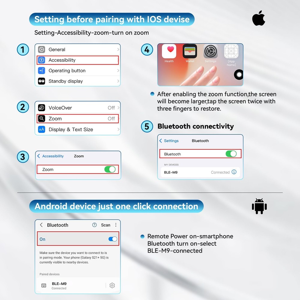 Bluetooth Camera Remote Shutter with Zoom and Front/Rear Switch Pink