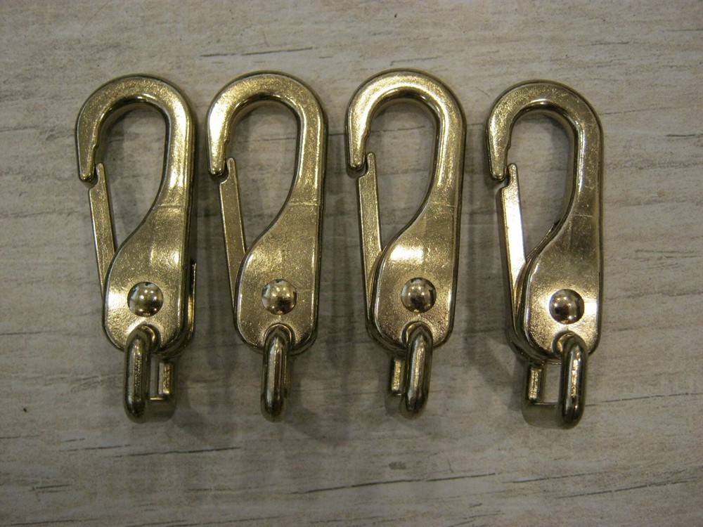 4 Brass Plated Fixed Eye Clips Snaps 3/4"