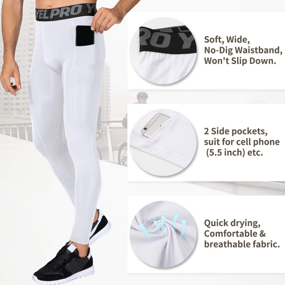SPVISE 2 or 3 Pack Compression Pants Men Running Leggings Workout Base Layer ...