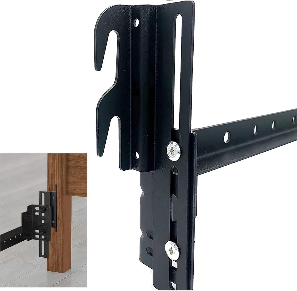 2Pcs #711 Bolt-On to Hook-On Bed Frame Conversion 2pcs 711 brackets, Black