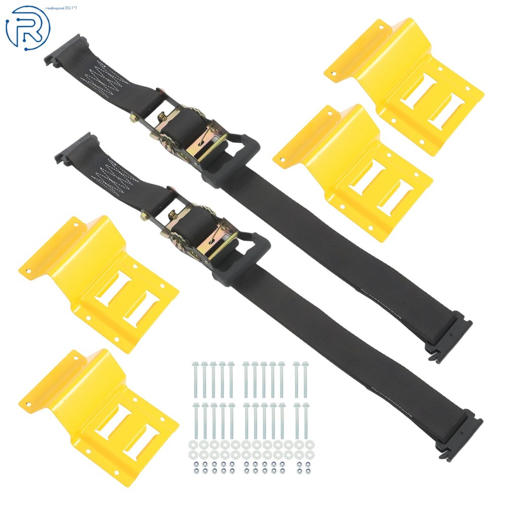 Durable E Track Wheel Chock System 6' Ratchet Tie Down Strap Secure Cargo 1 Pack