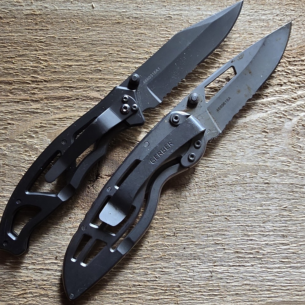 GERBER RIPSTOP I POCKET KNIFE PLAIN EDGE FRAME LOCK & PARAFRAME II