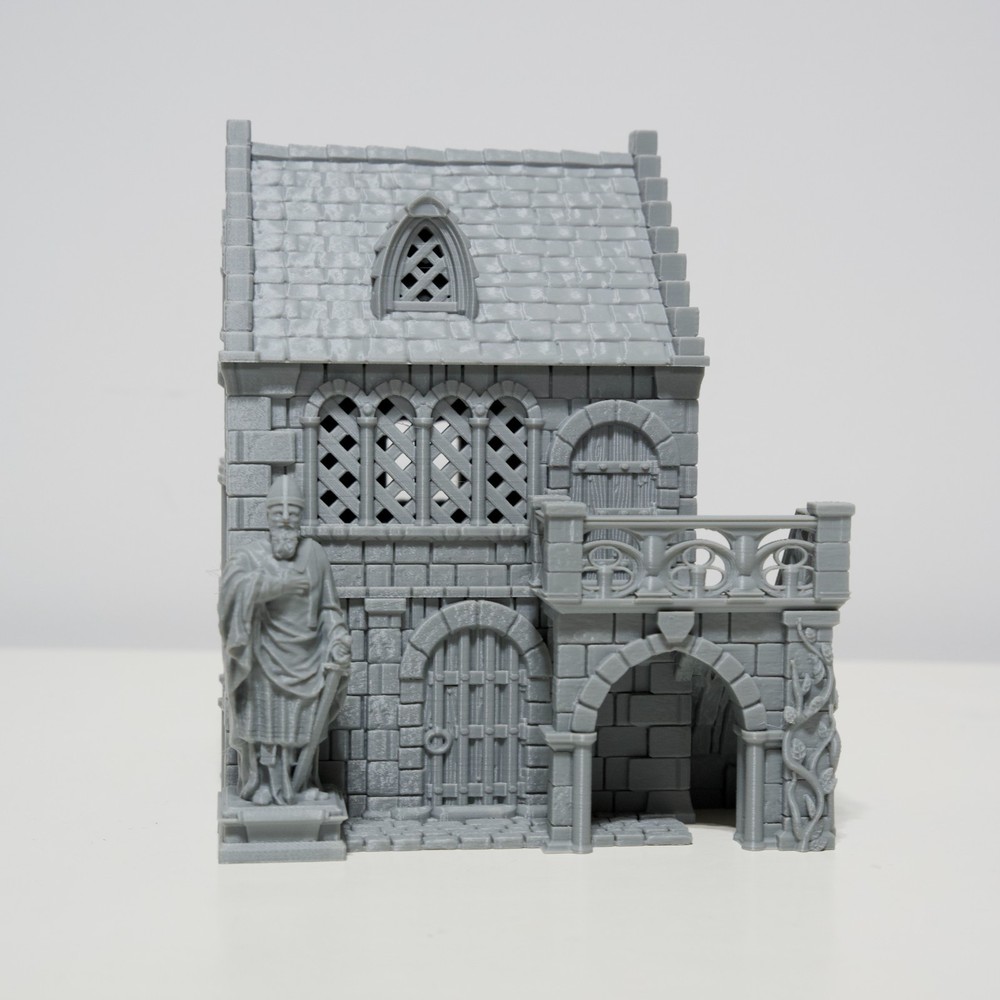 Wargaming Tabletop Stone House With Balcony - 3D Printed