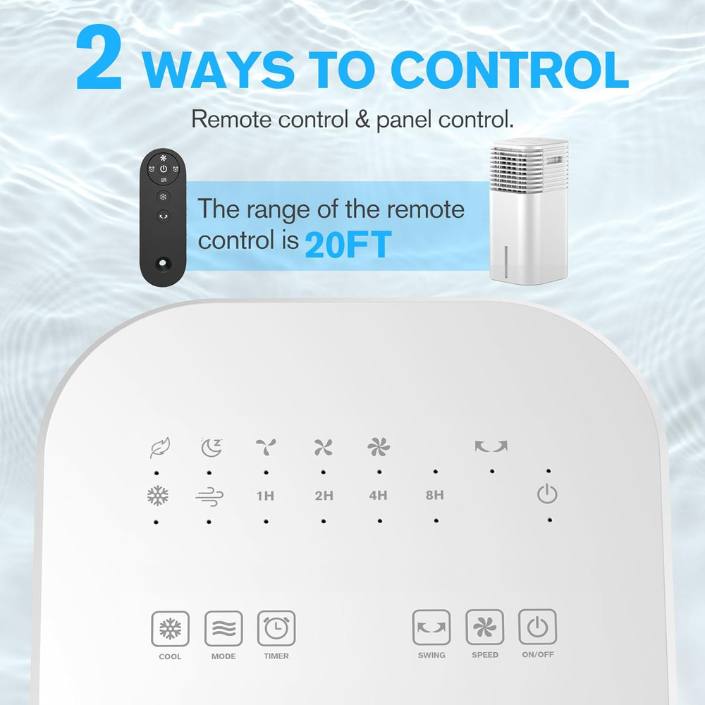 Ultra-Quiet 3-in-1 Portable Air Conditioner with Remote & 15H Timer - Ivory