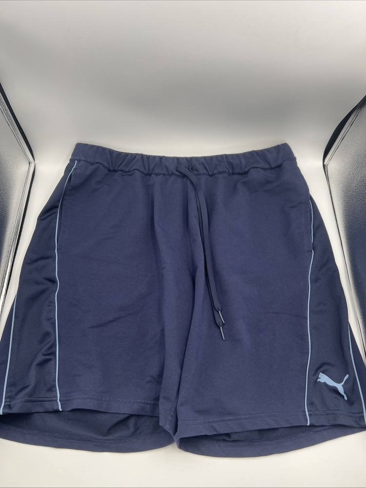 Puma Men's Navy Blue Drawstring Athletic Mesh Panel Short, Blue, Size XL