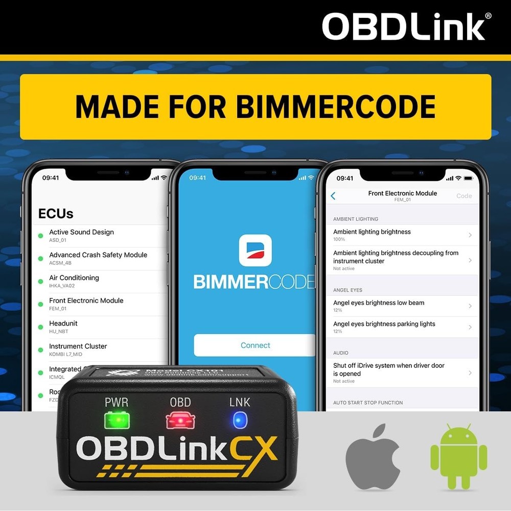 OBD2 Adapter BMW Mini Bimmercode Bluetooth Scanner iOS Android Car Coding Tool