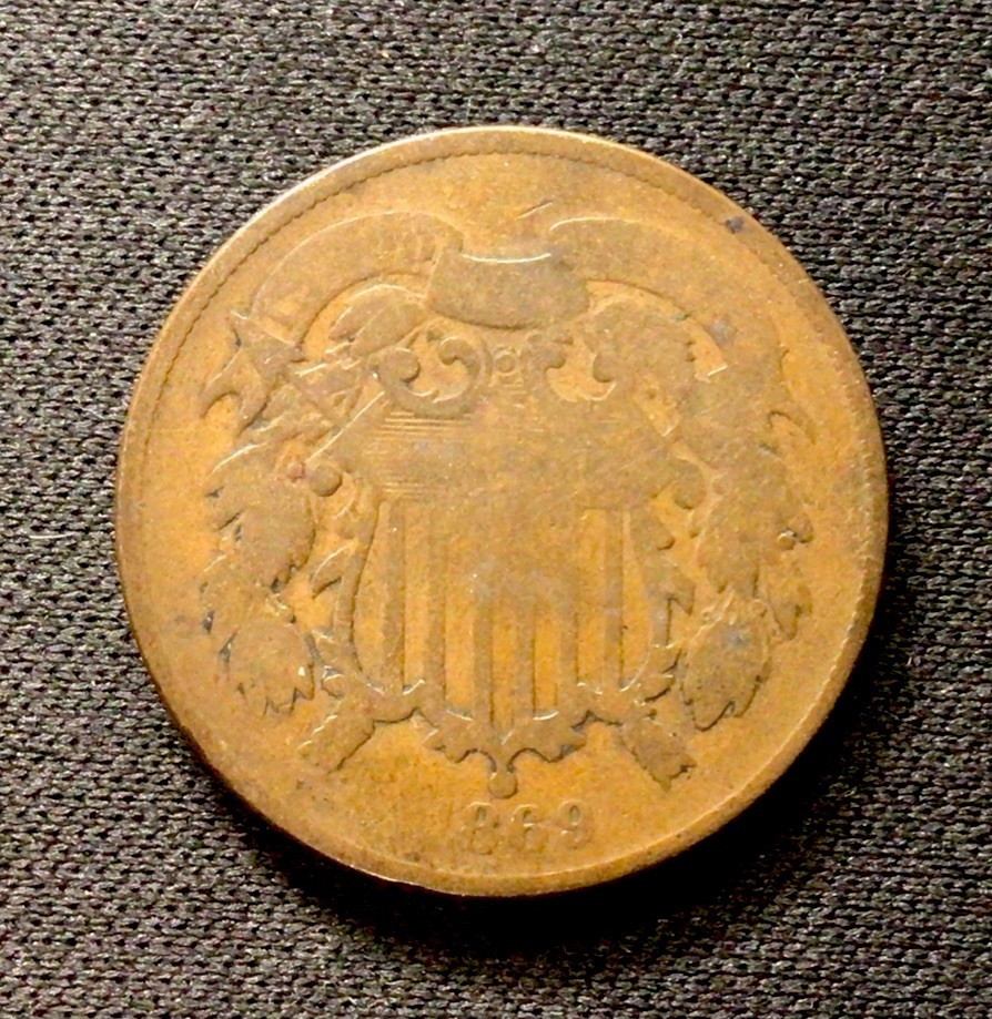 1869 US 2 Cent G+! ENN Coins