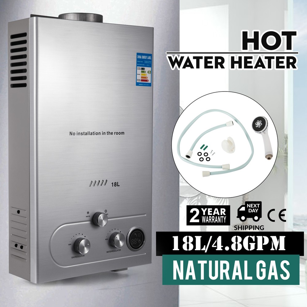 18L Tankless Natural Gas Hot Water Heater Instant Boiler On Demand w/ Shower Kit