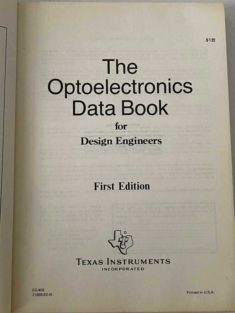 Texas Instruments The Optoelectronics Data Book for Design Engineers First Ed