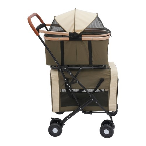 2-Tiers Stroller Dog & Cat Stroller Pet Foldable Small & Medium Dogs Stroller