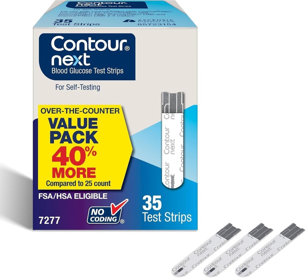 Accurate 35 Count Blood Glucose Strips - No Coding & Second-Chance Sampling
