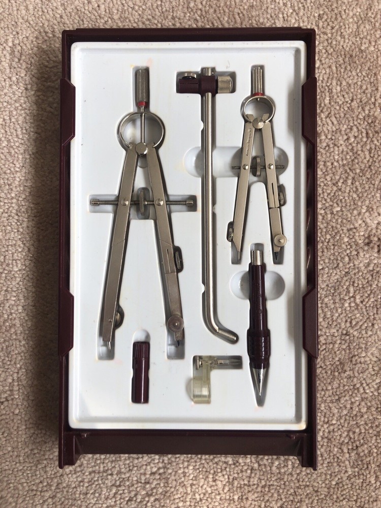ROTRING VINTAGE MANUAL COMPASS SET ENGINEERING DRAWING DRAUGHTING