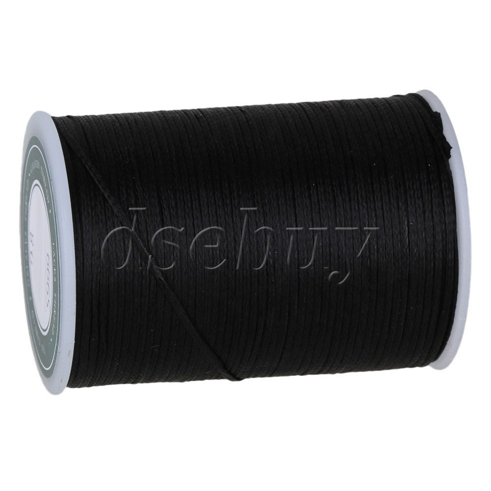 5 Pieces 78M 0.8MM Black Flat Waxed Polyester Thread Polyester Cord