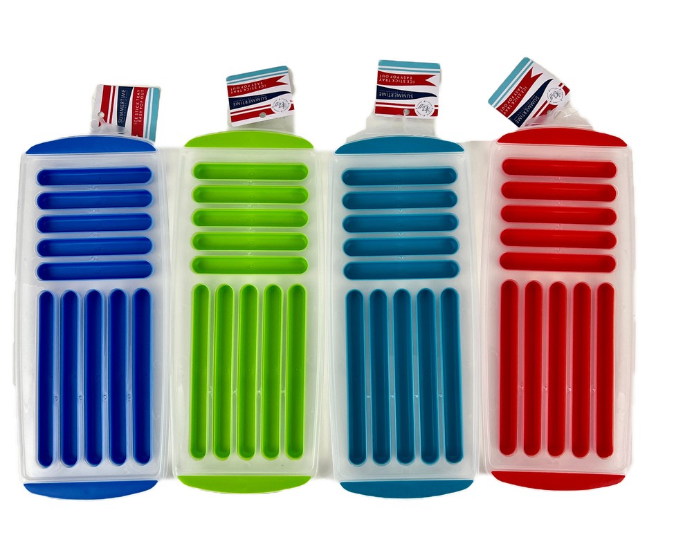 4 Pack Water Bottle Thin Ice Stick Cube Tray Candy Mold Easy Release Pop Out