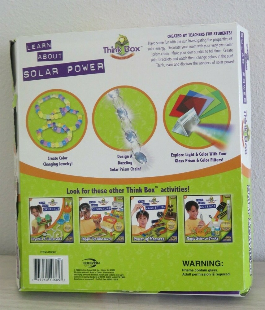 Think Box Activities, Learn About Solar Power, Ages 6-16
