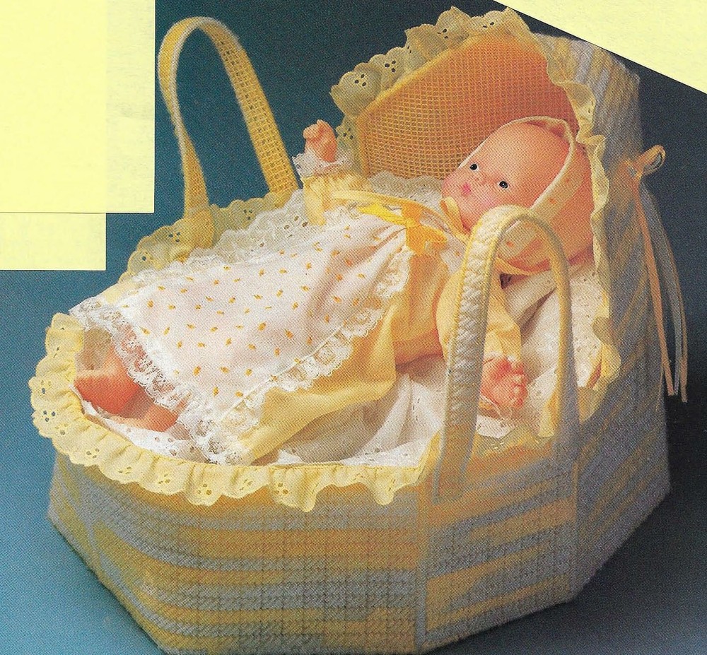 DOLLY BASSINET TOY PLASTIC CANVAS PATTERN INSTRUCTIONS