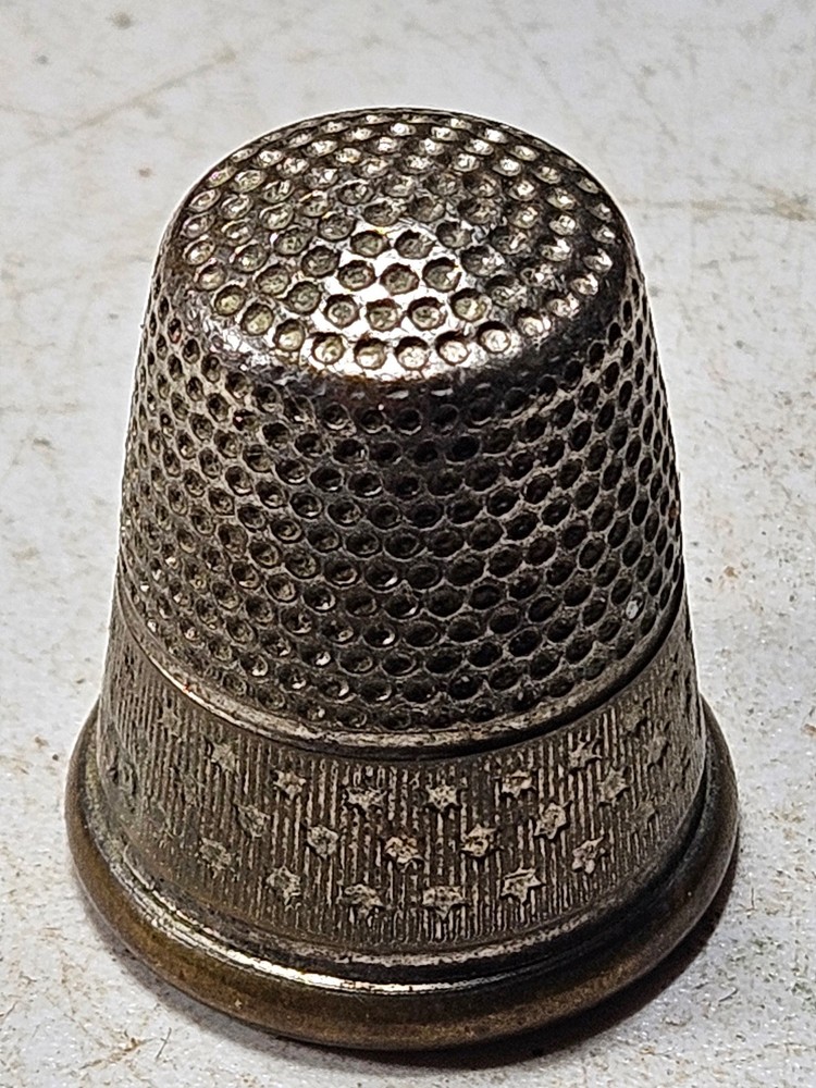 Victorian Era Sterling Silver Star Pattern Thimble Antique Sewing Accessory