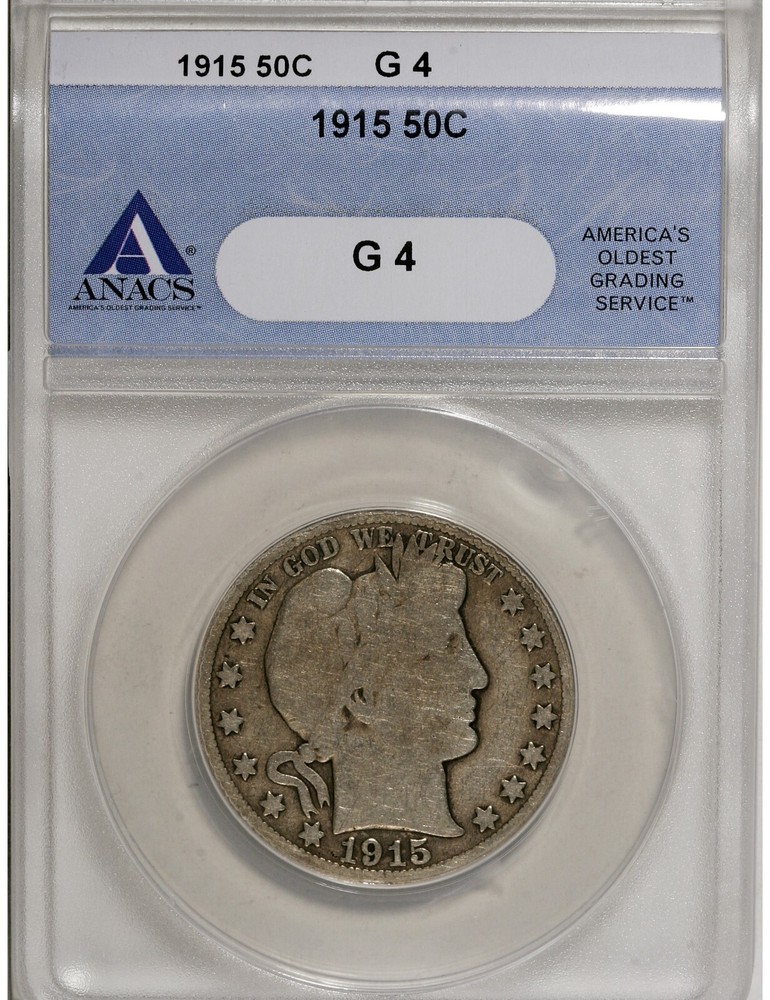 1915 BARBER HALF DOLLAR ANACS G4