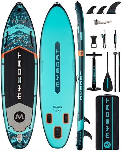 11'6"×34"×6" Extra Wide Inflatable Paddle Board, bass hunter basic version