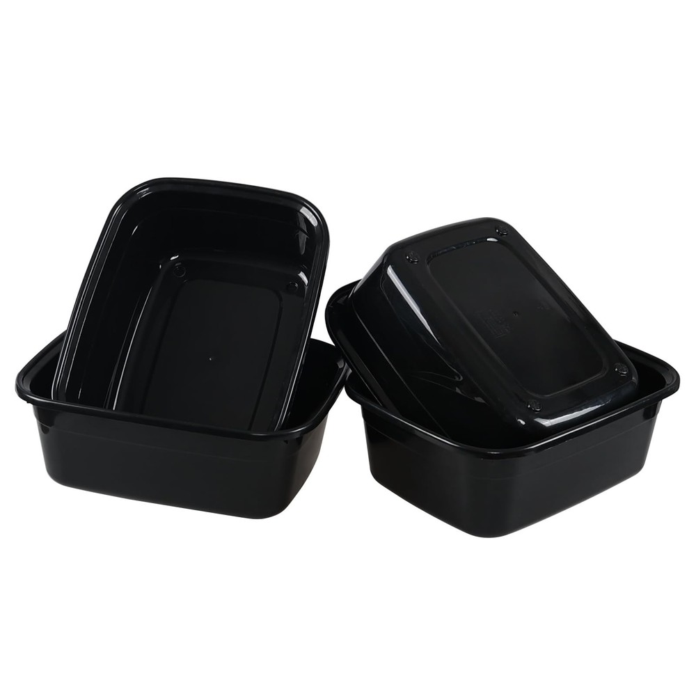 14 Quart Rectangular Plastic Washing Basins, Plastic Dishpans for Sink, Black...