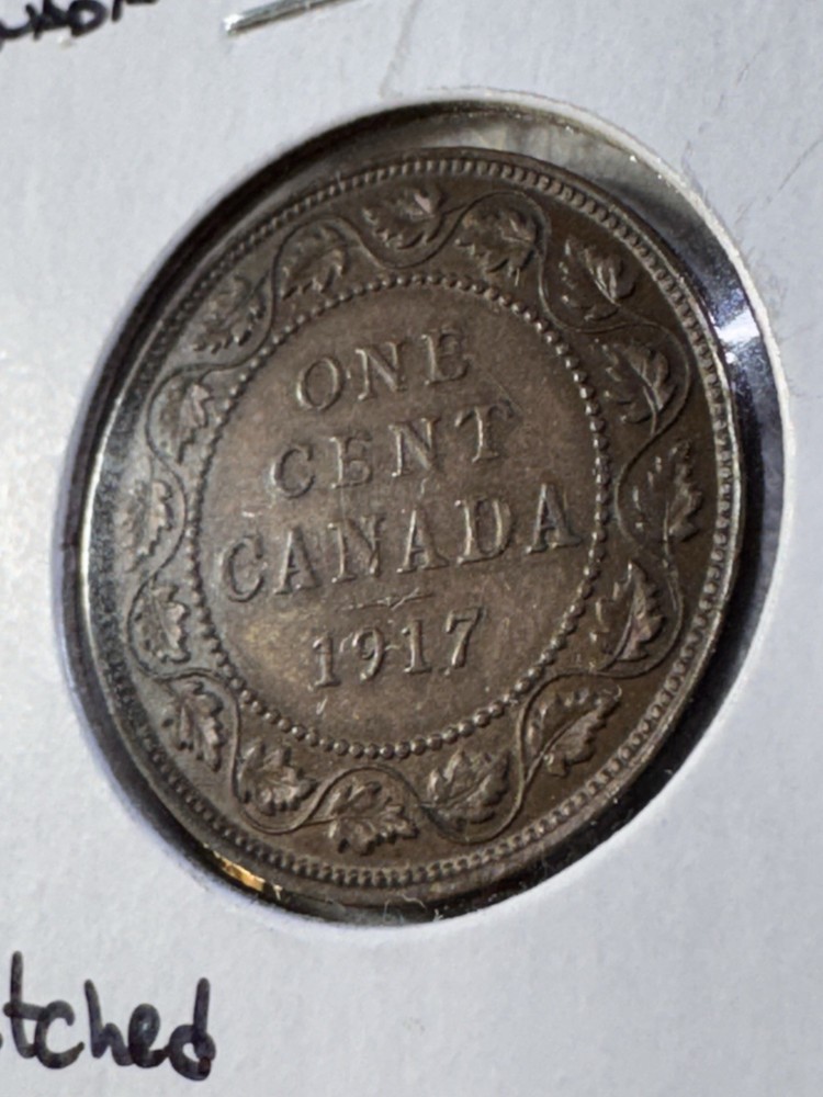 1917 Canada Large Cent Bronze Coin Scratched