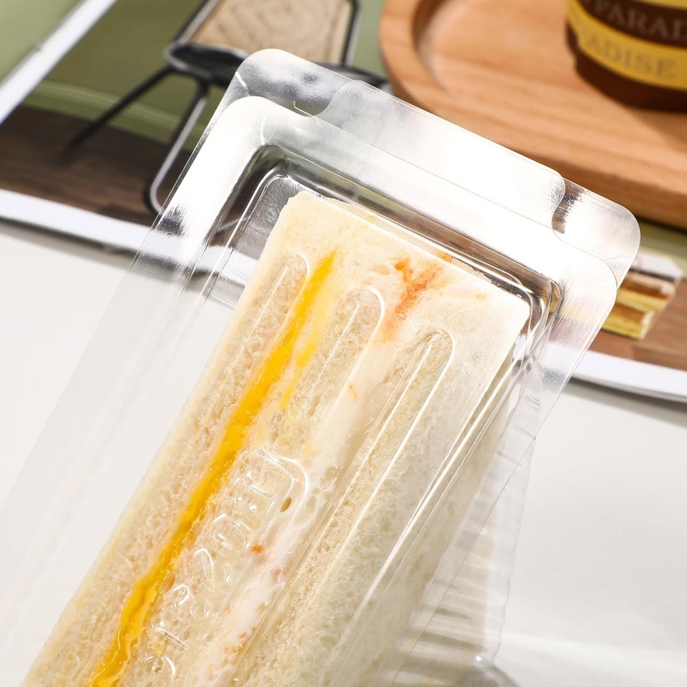 Sandwich Packaging Box Clear Plastic Triangle Disposable Sandwich Container w...